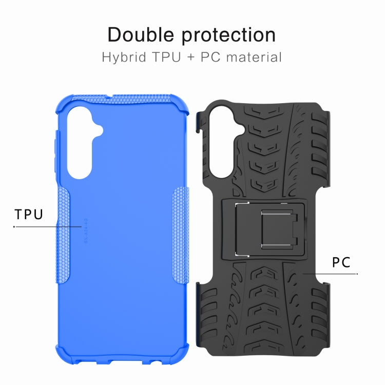 For Samsung Galaxy A24 4G Tire Texture TPU + PC Phone Case with Holder(Black) by buy2fix