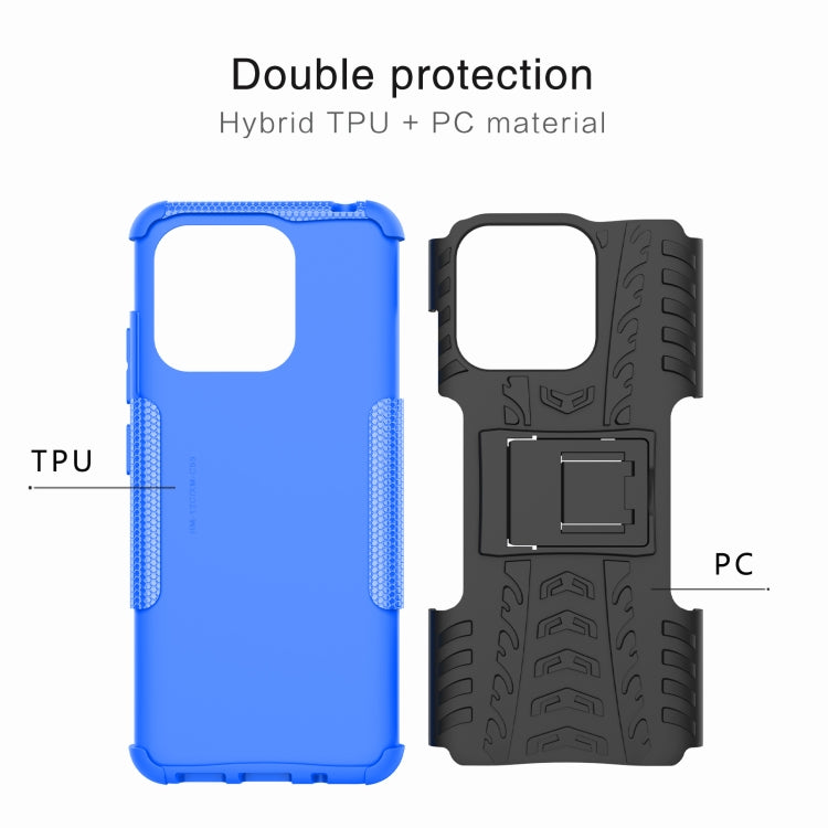 For Xiaomi Redmi 12C Tire Texture TPU + PC Phone Case with Holder(Blue) by buy2fix
