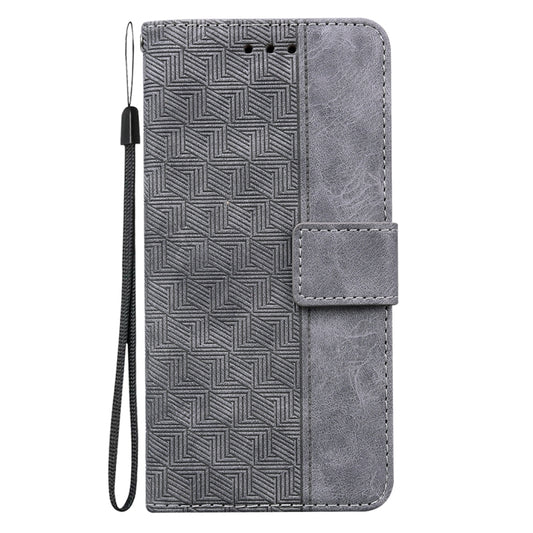 For Realme C55 Geometric Embossed Leather Phone Case(Grey) by buy2fix