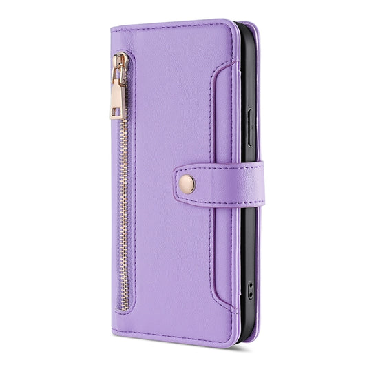For Infinix Smart 7 Sheep Texture Cross-body Zipper Wallet Leather Phone Case(Purple) by buy2fix