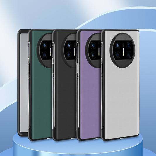 For Huawei Mate X3 Ultra Thin Plain Leather Folding Phone Case(Purple) by buy2fix