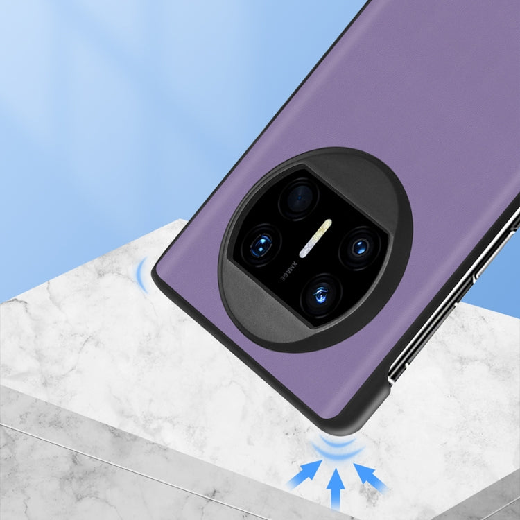 For Huawei Mate X3 Ultra Thin Plain Leather Folding Phone Case(Purple) by buy2fix