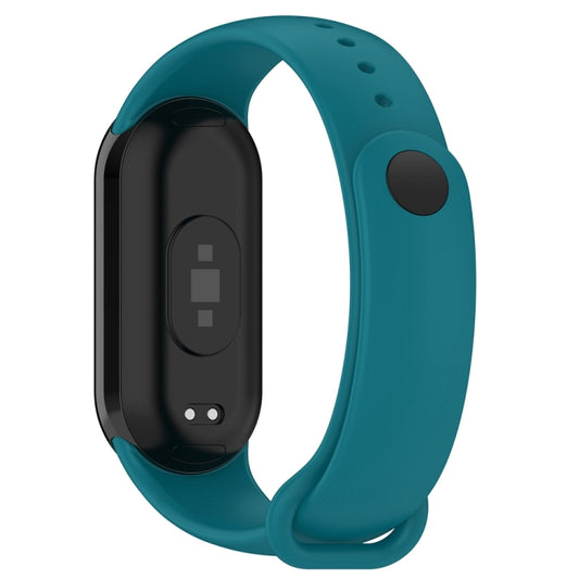 For Xiaomi Mi Band 8 Solid Color Stainless Steel Plug Replacement Watch Band (Navy Blue) by buy2fix