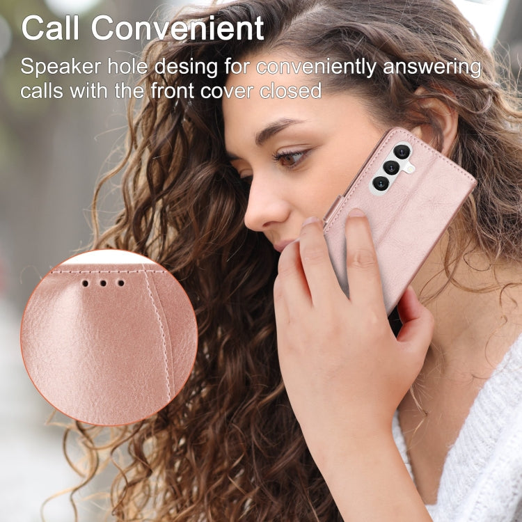 For Samsung Galaxy A14 5G Oil Skin Zipper Wallet Leather Phone Case(Rose Gold) by buy2fix