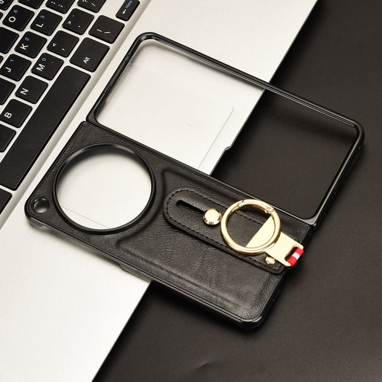 For OPPO Find N3 / OnePlus Open Wristband Leather Back Phone Case(Black) by buy2fix