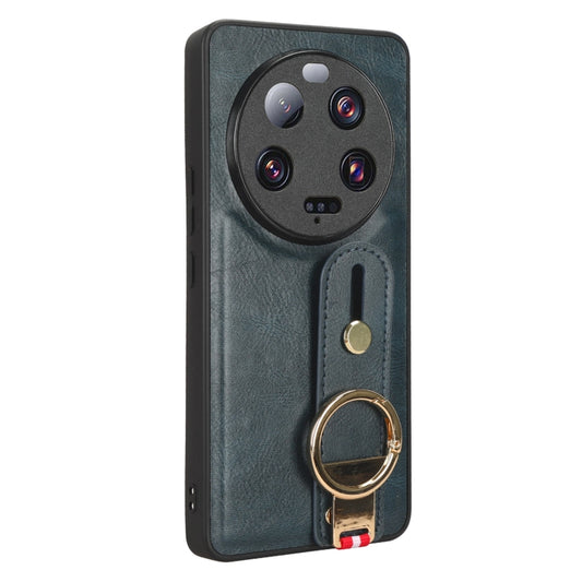 For Xiaomi 13 Ultra Wristband Leather Back Phone Case(Blue) by buy2fix