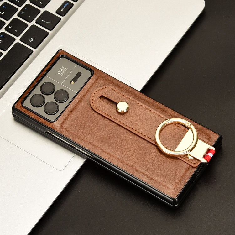For Xiaomi Mix Fold 3 Wristband Leather Back Phone Case(Brown) by buy2fix
