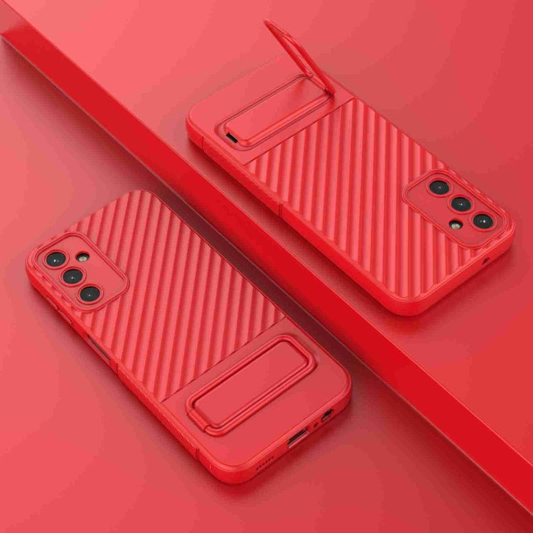 For Samsung Galaxy A14 5G Wavy Texture TPU Phone Case with Lens Film(Red) by buy2fix