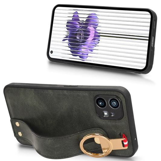 For Nothing Phone 1 Wristband Leather Back Phone Case(Green) by buy2fix