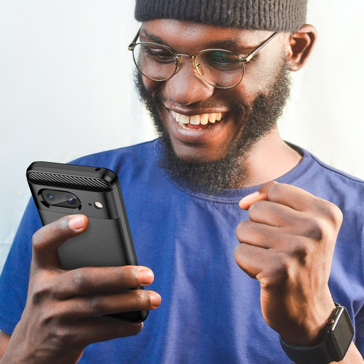 For Google Pixel 8 Carbon Fiber Brushed Texture TPU Case(Black) by buy2fix