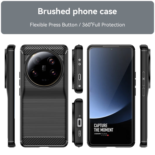 For Xiaomi 13 Ultra Carbon Fiber Brushed Texture TPU Case(Black) by buy2fix