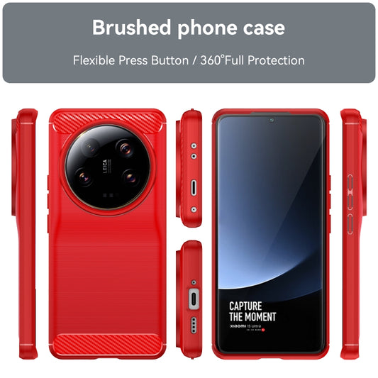 For Xiaomi 13 Ultra Carbon Fiber Brushed Texture TPU Case(Red) by buy2fix