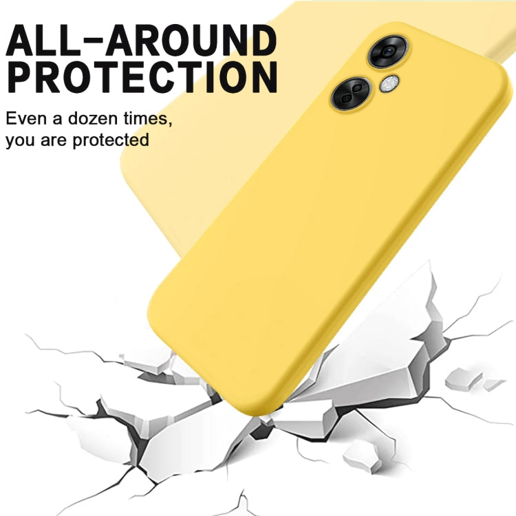 For OnePlus Nord CE 3 Lite Pure Color Liquid Silicone Shockproof Phone Case(Yellow) by buy2fix