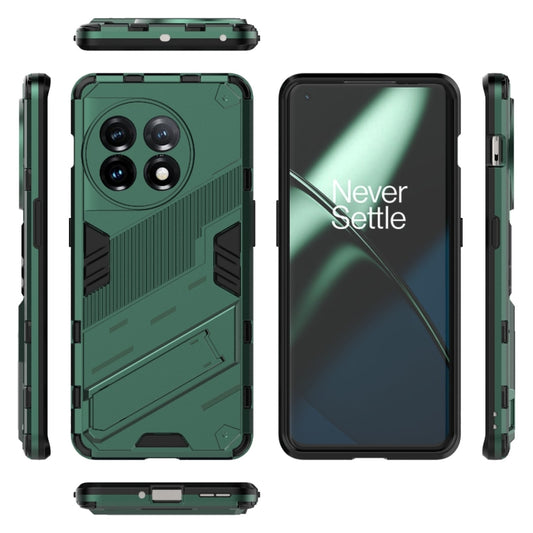 For OnePlus 11 5G Punk Armor 2 in 1 PC + TPU Shockproof Phone Case with Invisible Holder(Green) by buy2fix