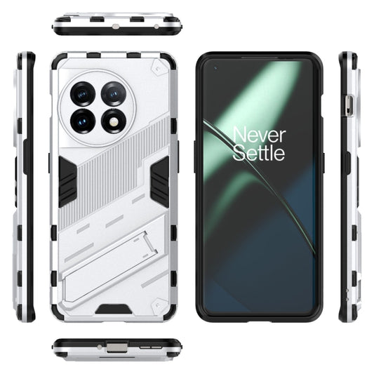 For OnePlus 11 5G Punk Armor 2 in 1 PC + TPU Shockproof Phone Case with Invisible Holder(White) by buy2fix