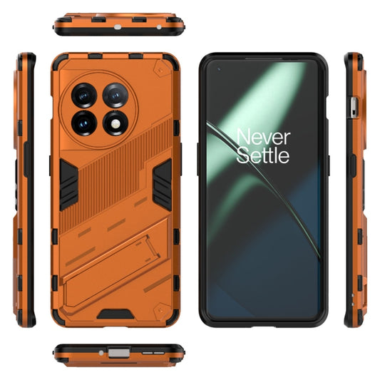 For OnePlus 11 5G Punk Armor 2 in 1 PC + TPU Shockproof Phone Case with Invisible Holder(Orange) by buy2fix