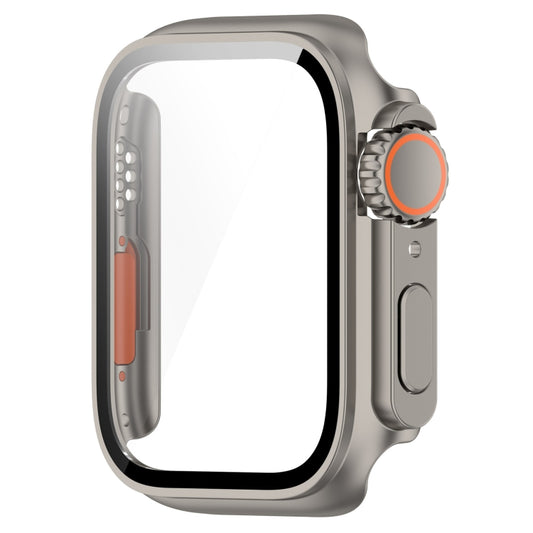 For Apple Watch Series 9 / 8 / 7 45mm Tempered Film + PC Integrated Watch Protective Case(Titanium Steel) by buy2fix