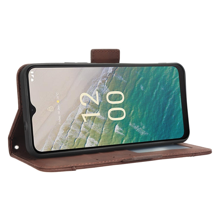 For Nokia C32 4G Skin Feel Calf Texture Card Slots Leather Phone Case(Brown) by buy2fix