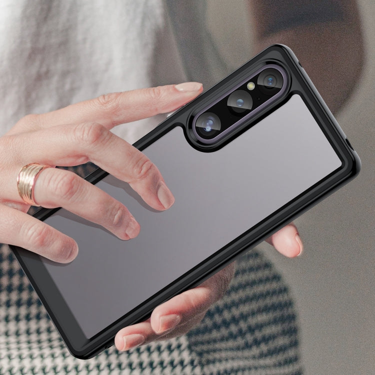 For Sony Xperia 1 V Colorful Series Acrylic + TPU Phone Case(Black) by buy2fix