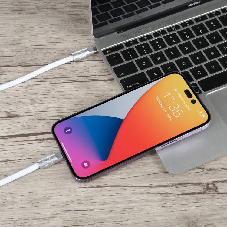 Mech Series 120W USB-C / Type-C to 8 Pin Metal Plug Silicone Fast Charging Data Cable, Length: 1.2m(White) by buy2fix