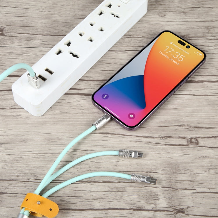 Mech Series 6A 120W 3 in 1 Metal Plug Silicone Fast Charging Data Cable, Length: 1.2m(Mint Green) by buy2fix