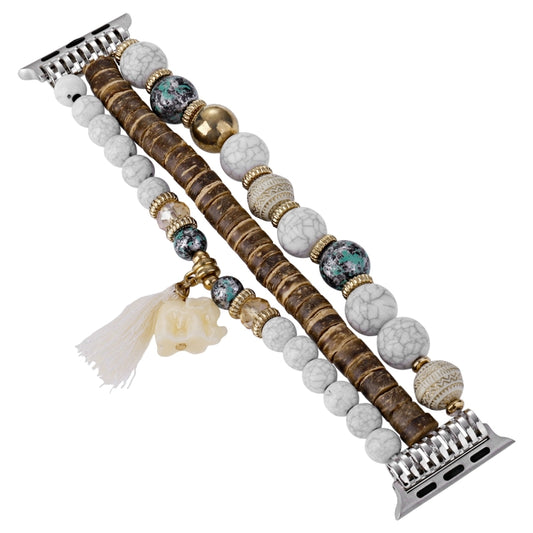 Beads Elephant Pendant Watch Band For Apple Watch 7 41mm(White) by buy2fix