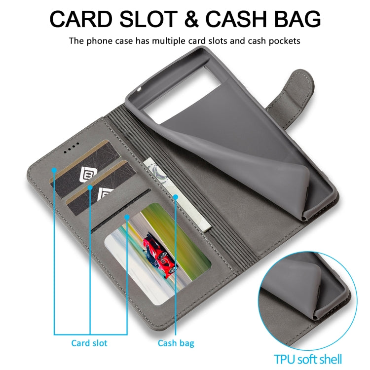 For Google Pixel 8 LC.IMEEKE Calf Texture Flip Leather Phone Case(Grey) by LC.IMEEKE