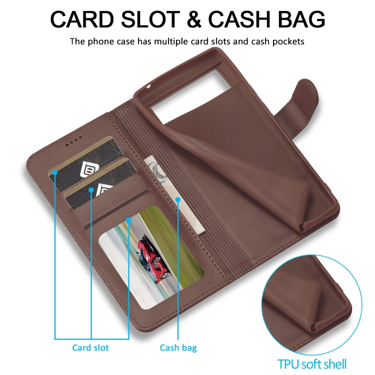 For Google Pixel 7a LC.IMEEKE Calf Texture Flip Leather Phone Case(Brown) by LC.IMEEKE