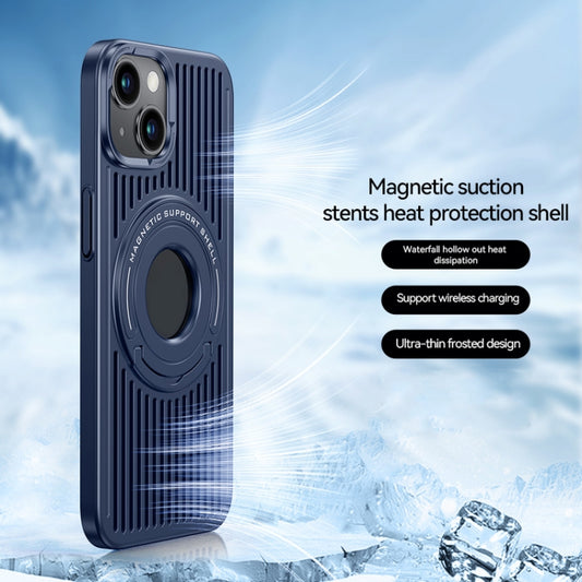 For iPhone 13 Cooling MagSafe Magnetic Ring Holder Phone Case(Blue) by buy2fix