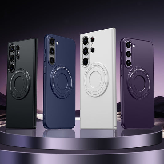 For Samsung Galaxy S23+ 5G Matte Magsafe Magnetic Phone Case with Trolley Holder(Black) by buy2fix