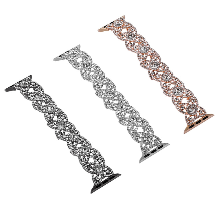 4-Petal Diamond Metal Watch Band For Apple Watch Ultra 49mm(Black) by buy2fix