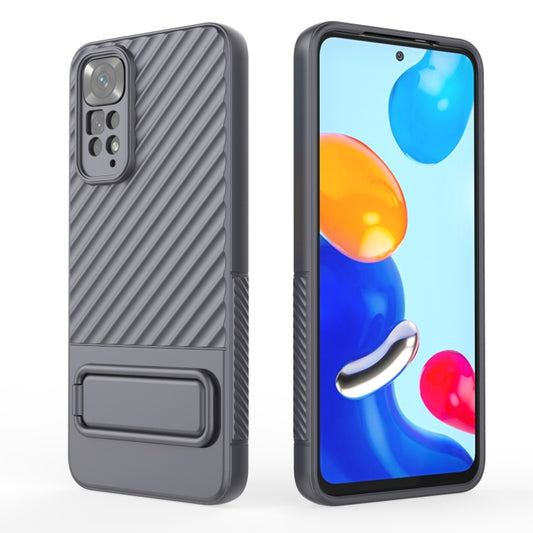 For Xiaomi Redmi Note 11 Wavy Texture TPU Phone Case with Lens Film(Grey) by buy2fix