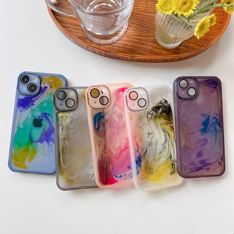 For iPhone 14 Plus Oil Painting Electroplating TPU Phone Case(Grey) by buy2fix