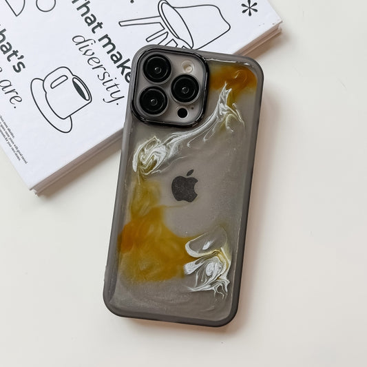 For iPhone 14 Pro Max Oil Painting Electroplating TPU Phone Case(Grey) by buy2fix