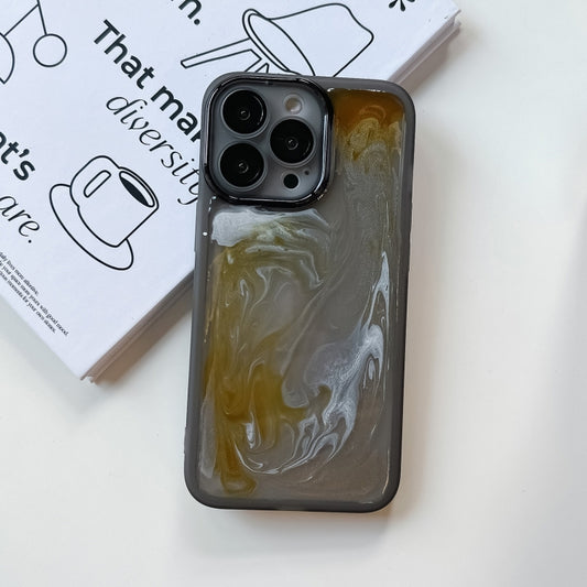 For iPhone 13 Pro Oil Painting Electroplating TPU Phone Case(Grey) by buy2fix