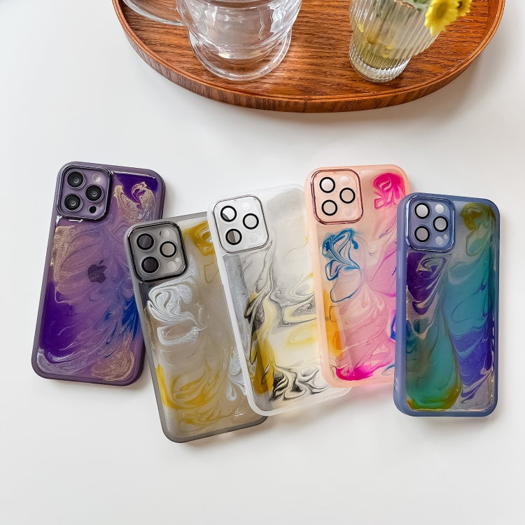 For iPhone 12 Pro Max Oil Painting Electroplating TPU Phone Case(Grey) by buy2fix