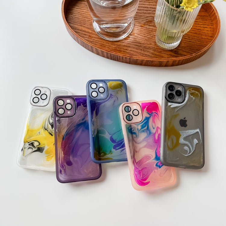 For iPhone 11 Pro Oil Painting Electroplating TPU Phone Case(Purple) by buy2fix