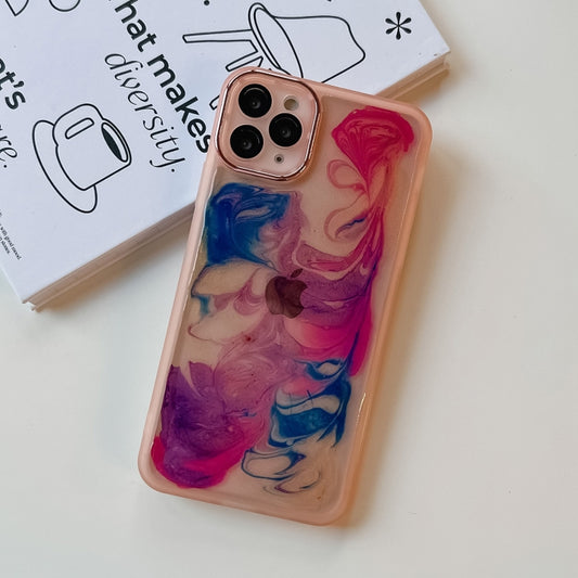 For iPhone 11 Pro Max Oil Painting Electroplating TPU Phone Case(Pink) by buy2fix