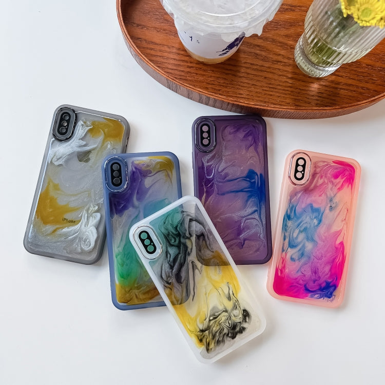 For iPhone X / XS Oil Painting Electroplating TPU Phone Case(Grey) by buy2fix