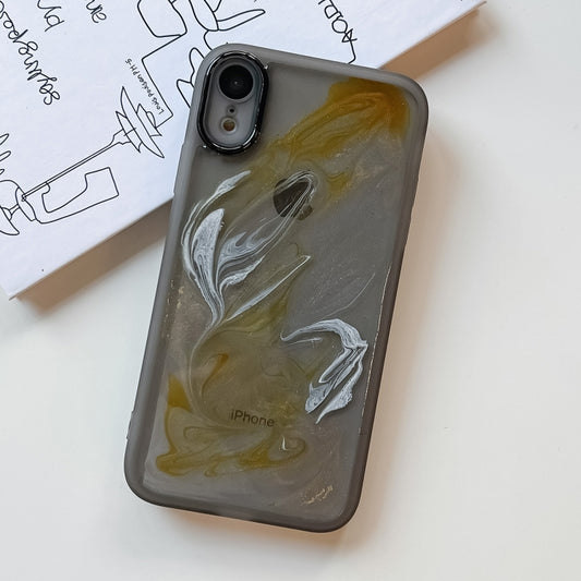 For iPhone XR Oil Painting Electroplating TPU Phone Case(Grey) by buy2fix