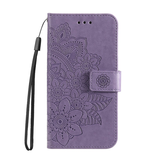 For Huawei nova 11 Seven-petal Flowers Embossing Leather Phone Case(Light Purple) by buy2fix