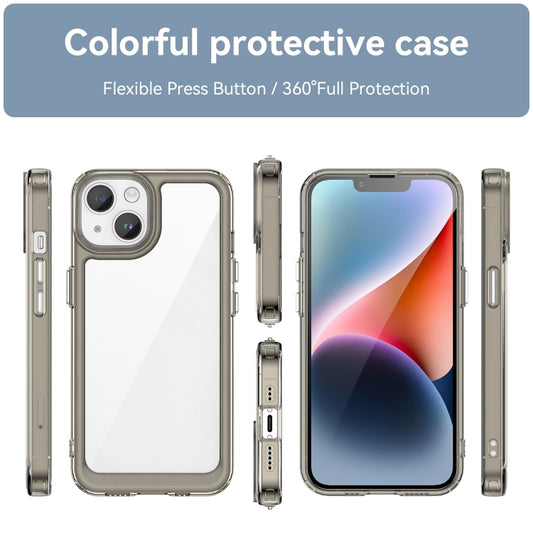 For iPhone 15 Plus Colorful Series Acrylic + TPU Phone Case(Transparent Grey) by buy2fix