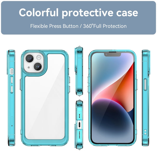 For iPhone 15 Plus Colorful Series Acrylic + TPU Phone Case(Transparent Blue) by buy2fix