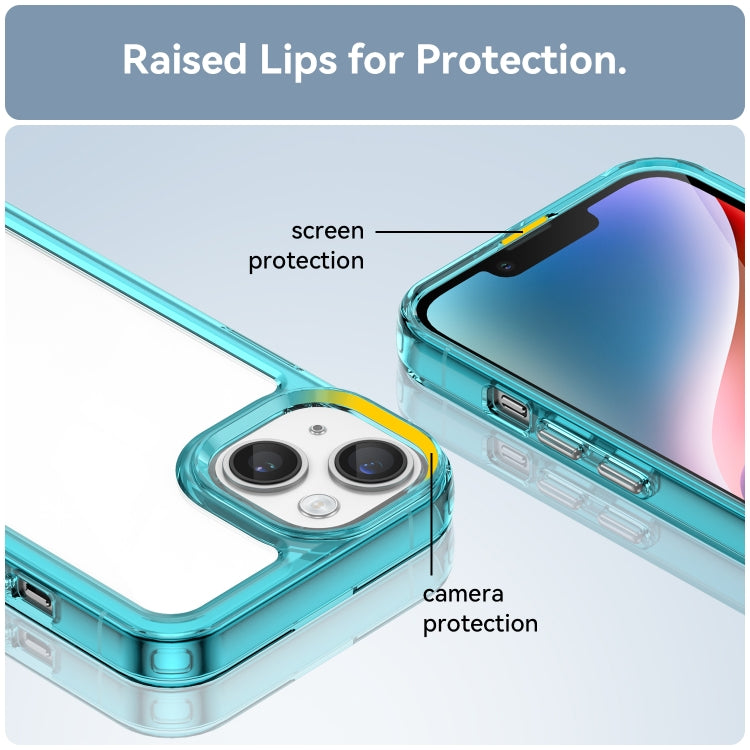 For iPhone 15 Plus Colorful Series Acrylic + TPU Phone Case(Transparent Blue) by buy2fix