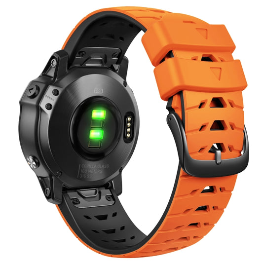 For Garmin Fenix 7 22mm Trapezoidal Quick Release Silicone Watch Band(Orange Black) by buy2fix