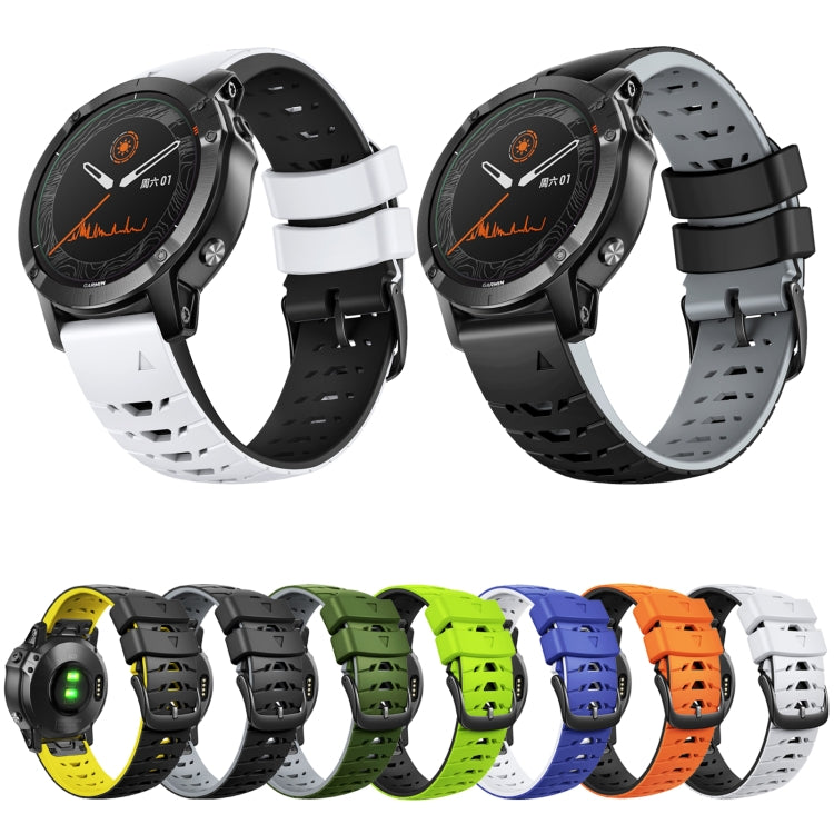 For Garmin Fenix 7 22mm Trapezoidal Quick Release Silicone Watch Band(Orange Black) by buy2fix