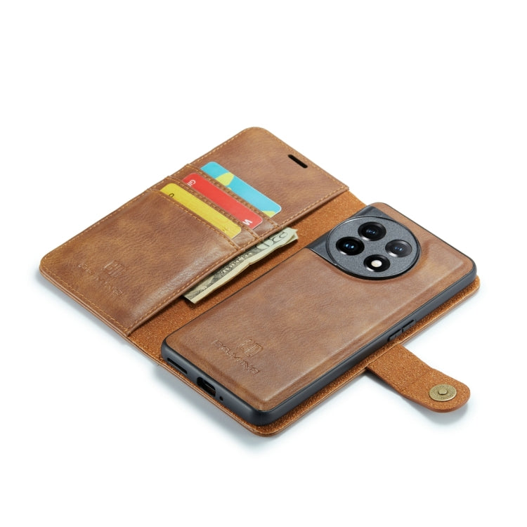 For OnePlus 11 DG.MING Crazy Horse Texture Detachable Magnetic Leather Case(Brown) by DG.MING