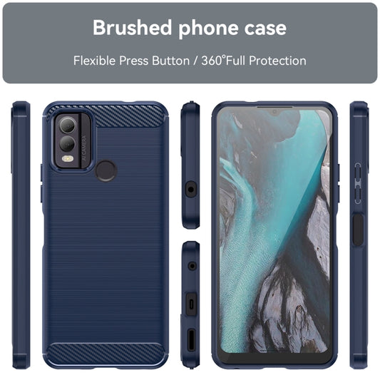 For Nokia C22 Brushed Texture Carbon Fiber TPU Phone Case(Blue) by buy2fix