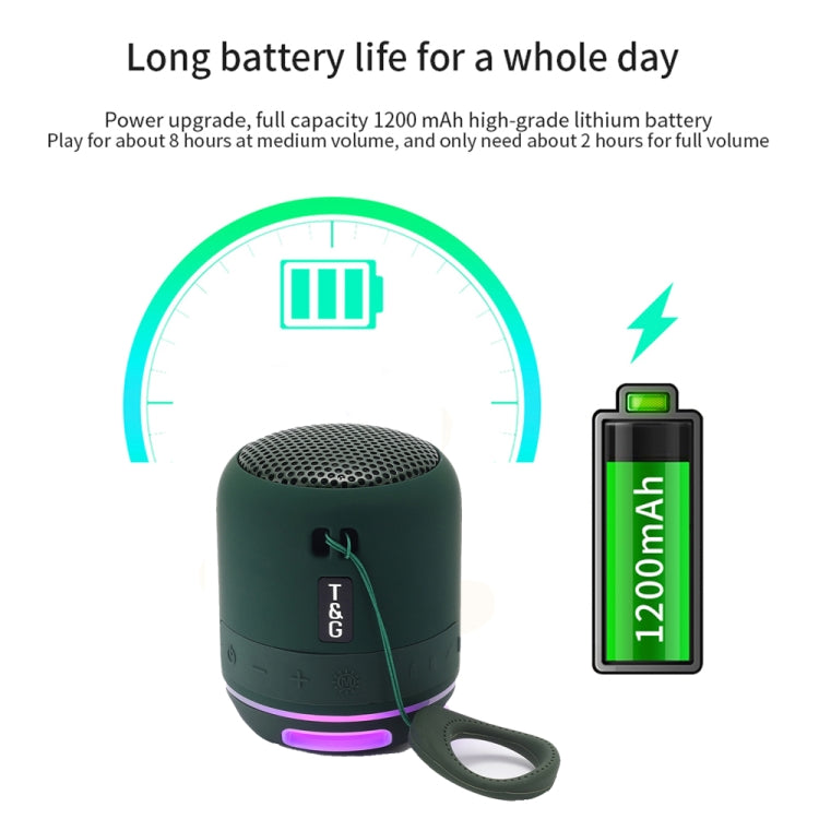T&G TG294 TWS LED Mini Portable Wireless Stereo Sound Outdoor Speaker(Dark Green) by T&G