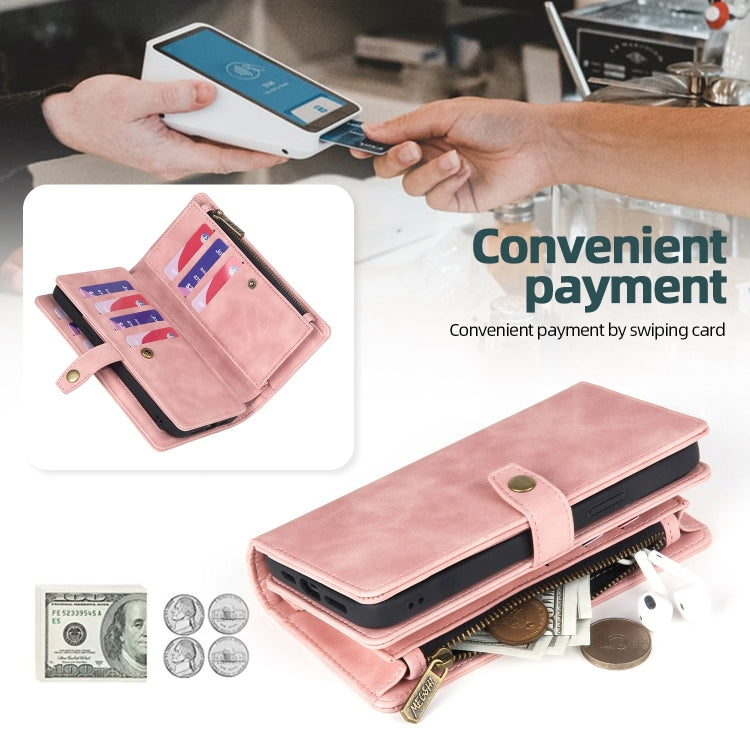 For Samsung Galaxy A33 5G Zipper Wallet Magnetic Detachable Leather Phone Case(Pink) by buy2fix